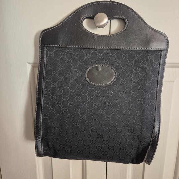 Vintage 80s Gucci GG black suede and leather tote - Picture 1 of 3